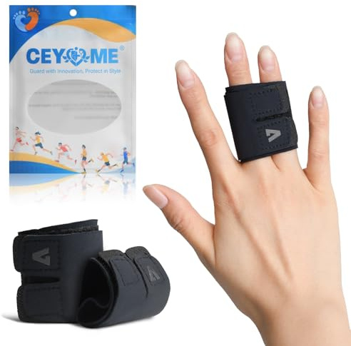 CEYOME Finger Splint - Adjustable Trigger Finger Splint Support for Fingers Strain, 2 Pack, Breathable Elastic Brace for Daily Tasks & Sports - Black, M Size
