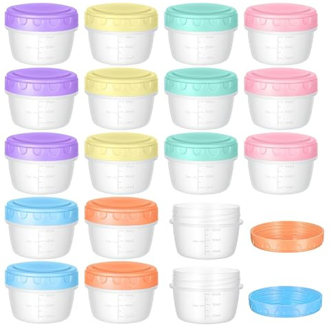 FENGfxcgs Round Stackable Plastic Food Container Set, 18 Pcs Small Food Containers with Lids, Plastic Round Food Containers Reusable Food Storage Jars for Dishwasher Freezer Safe