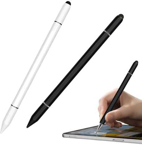 Quesuc 2 Pezzi Penna Touchscreen Stylus Per Tablet Penna Universale Per Tutti I Dispositivi Touch Inclusi Iphone, Ipad, Tablet In Plastica Nero Bianco 15.1 Cm Di Lunghezz