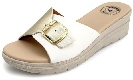 JOMIX Sandalias Mujer con Hebilla Ajustable Banda Ancha Plantilla Transpirable Plataforma Cuña Cómodas Antideslizantes Chanclas Verano
