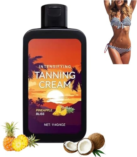 Sunbed Tanning Accelerator Cream with Pineapple Scent, 114G/4OZ | Intensifying & Hydrating Formula for Long-Lasting, Deeper Tan – Streak-Free Tanning Cream for Indoor & Outdoor Use