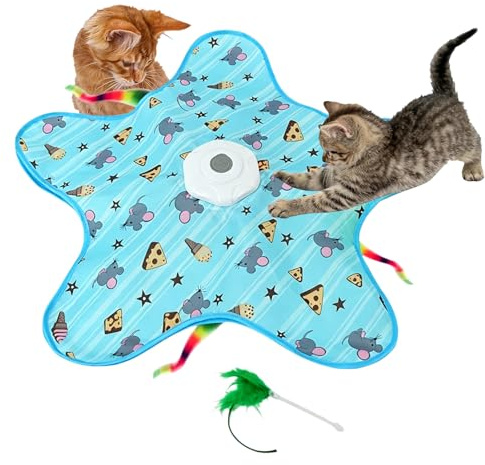BNOYONERAS Tappeto Interattivo Gatto, Giochi per Gatti, Giocattolo Intelligente Interattivo per Gatti con molle Rimovibili, Ricaricabile Giocattolo interattivo per gatti interni (Color 2)