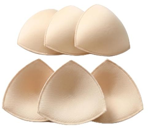 Ousuwo 3 pares de insertos de brasier cosidos, talla L (#14), realzadores de pecho con borde bloqueado, almohadillas transpirables para bikinis, trajes de baño, vestidos sin tirantes y sujetadores de