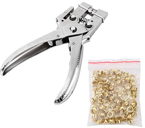 Lochzangenset, Ösenzange mit 100 Ösen - Metallösen Druckknopf Stud Ring Schneider Zange Werkzeug