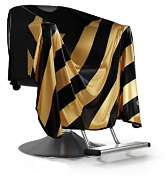 Friseurumhang aus Goldenem Satin, Original Barbermood Barber Cape, Professional Hair Design Salon Cape, Hairdressing Cape, 138 cm x158 cm, luftdurchlässig, einstellbar, waschbar.