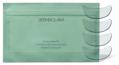 Dermaclara Eye & Mouth Patches- Anti-Wrinkle Silicone Patches for Smile Lines & Under Eye, Overnight Face Pads for Women & Men for Laugh & Frown Lines, Anti Aging, Reusable up to 30 Times - 4 Patches