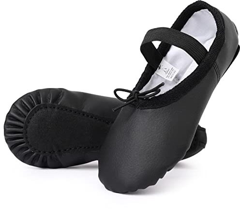 Kefiyis Zapatillas de Ballet para Niña y Mujer Zapatillas Danza y Gimnasia Suela Completa de Cuero Zapatos Ballet Tallas 23-42