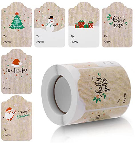 300 Stück Aufkleber Weihnachten,2 x 3 Zoll Geschenkaufkleber Weihnachten, Selbstklebende Weihnachten Geschenk Dekorieren Aufkleber für Etiketten Merry Christmas Umschlag Geschenktüten Papiertüten
