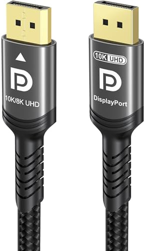 Ubluker 10K 8K 4K Cavo DisplayPort 2.1 54Gbps 1M, Certificato Cavo DP a DP 4K 240Hz 165Hz 144Hz 120Hz 10K 8K 60Hz in Nylon Intrecciato UHBR HDCP2.3 FreeSync G-Sync RTX5090 Monitor PC Proiettore