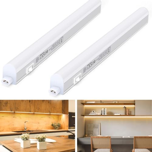 Aigostar Luz LED Cocina con Interruptor 4W 460lm Luces Armarios, Luz blanca cálida 3000K, 230V Regleta LED Bajo Armarios para Cocina, Vestidor, Armario 313 * 22 * 30mm, 2 pcs