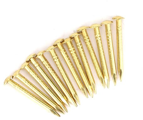 Messingnägel, 100 Stück Rundkopfnägel, 4 Stile, Dreist, Hochwertig, für Zuhause (18mm lang)