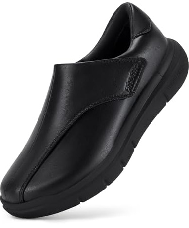 FitVille Extra Larghe Scarpe da Uomo in Pelle con Strappo Scarpe da Passeggio Business Casual per Piedi Gonfi Nero 43 EU Larga