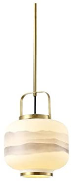 Lámparas colgantes de noche Iluminación de vidrio simple Estilo vintage chino Lámpara colgante pequeña Cobre Oro Vidrio Droplight Creativo Minimalista Loft Porche Pasillo Linterna Día de conmemoración