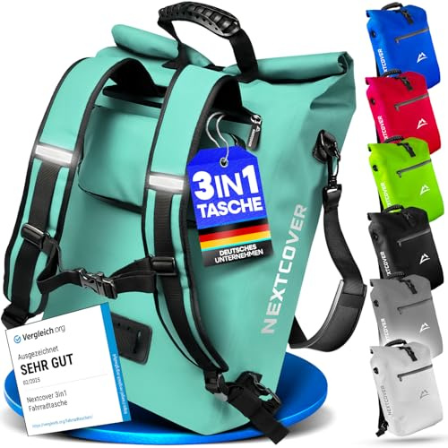 Nextcover® NY 3-i-1 cykelväska bagagehållare [PVC-fri] - vattentät, ryggsäck, axelväska 25 l