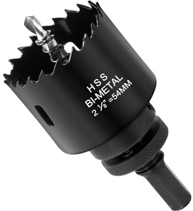 Flintronic Sierras de Corona 54mm, Sierra de Corona Bimetálica de 54mm, M42 HSS Bi-Metal Coronas Perforadoras, con Adaptador y Broca Piloto, para Metal Aluminio Madera PVC Plástico, Negro