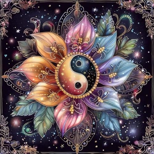 5D Diamond Painting Mandala Blumen Set für Erwachsene, DIY Diamant Malerei Vollbohrer,5D DIY Diamond Art Kits for Beginners Rund Full Drill Diamond Painting for Home Wall Decoration Gift(30x30cm)