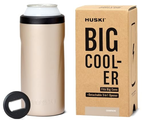 Huski Big Can Cooler | New | Premium 440ml & 500ml Beer & Energy Drink Cooler with Detachable 3-in-1 Opener | Triple Insulated | Keeps Cans up to 10x Colder | Doubles as a Tumbler (Champagne)