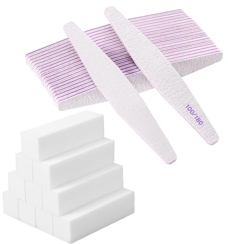 Carehabi 30 Stück Nagelfeilen Buffer, Polierblock für Nägel, Profi Nagelfeile 100/180 Grit für Gelnägel und Naturnägel für Nagelstudios, DIY Nail Art Zuhause