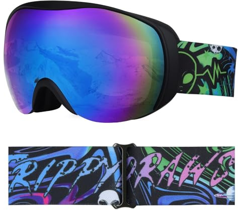 YooxArmor OTG Kids Ski Goggles,Anti fog Skiing Snowboard Goggles with Double Lenses for Children 6-14 Years,100% UV 400 Protection for Boys Girls,Helmet Compatible