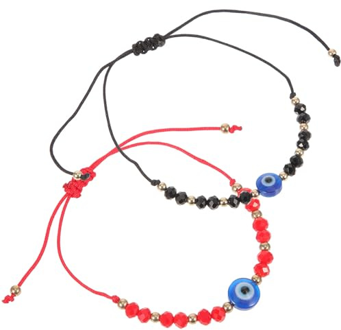 Hemobllo Bracelets à Brins pour Couple Bracelets Tressés Ajustables Œil du Mauvais Set 2 Pièces en Corde Décoration de Poignet Unisexe Accessoire Mode pour Présent et Usage Quotidien