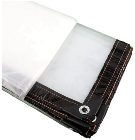 1pc Outdoor Transparent Tarpaulin Black Side PE Film Greenhouse Plant Rainproof Cloth Terrace Pets House Windproof Clear Tarp(3mx4m)