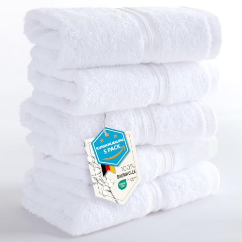 Hammetex Gästhanddukar 5-pack 30x50 cm, 100% Bomullsfrotté | OEKO-TEX-certifierade, mjuka & absorberande, frotté, med hängögla, för badrum, gästtoalett & kök