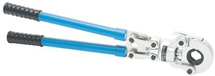 PEX Crimpadora 6T 360 ° Prensa de tubos con 9 x moldes, caja de herramientas, llave Allen, alicates de prensa de contorno TH para prensar tubos de acero inoxidable, tubos de aluminio y plástico, tubos