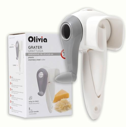 IPEA Grattugia Formaggio a Manovella per Formaggi - Rullo in Acciaio Inox - Grattugia Manuale da Cucina per Formaggi Duri e Stagionati - Smontabile - Per Destrimani e Mancini - Facile da Pulire
