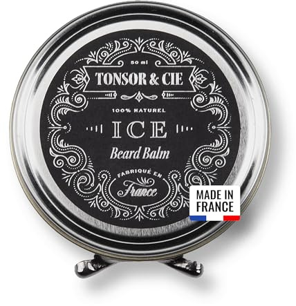 Tonsor & Cie - Skäggbalsam is 50 ml - återfuktande och disciplinerande skäggvård - sheasmör, bivax och E-vitamin - Glassad mynta och cederdoft - naturlig - formulerad och tillverkad i Frankrike
