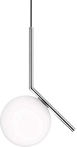 MZStech Lampada da soffitto moderna, lampada a sospensione sferica in ferro e vetro Cromo, base a sospensione a lampadina E27 (25cm)