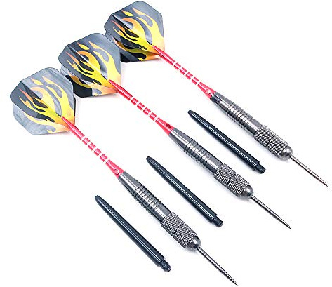 POFET Juego de 3 dardos de acero de tungsteno de 26 g con ejes de aluminio