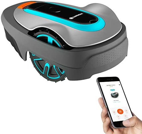 GARDENA 15002-41 SILENO City - Automatischer Rasenmäher, mit Bluetooth-App und Begrenzungsdraht, einer der leisesten seiner Klasse, für Rasenflächen bis zu 5400 m², Made in Europe, Grau