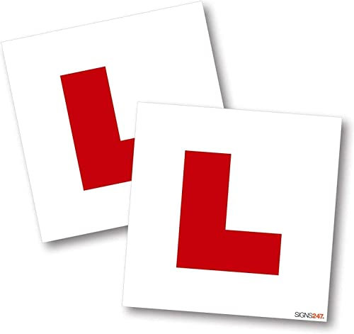2 x Learner Driver L Plates - Full Magnetic Strong Hold Non-Adhesive - Highway Code Compliant - Easy to Fit & Remove., Red