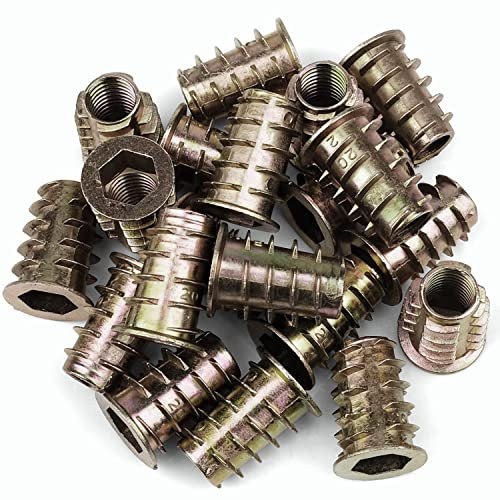 TERF® M10 (10mm) X 13mm Wood Insert Hex Socket Nuts Threaded Insert Flanged Hex Socket (Type D) Nut For Wood Timber Furniture Carpenter DIY and Many Project - Pack of 10