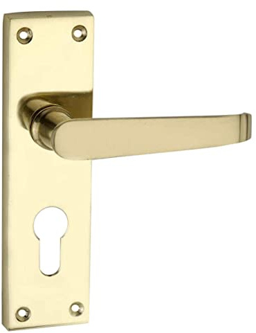 Designer Levers - Victorian Straight Lever Door Handles - Polished Brass - 1 Pair - Euro - Locking Door Handle