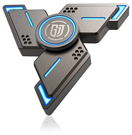 Aolcev Fidget Spinner Light Up Metal Fidget Toy Luminous Triangles Stainless Steel 3-5 Min Fast Bearing Spins Dark Hand Spinners for ADHD Stress Relief Desk Fidgets Toys Gifts for Kid Adults-Grey