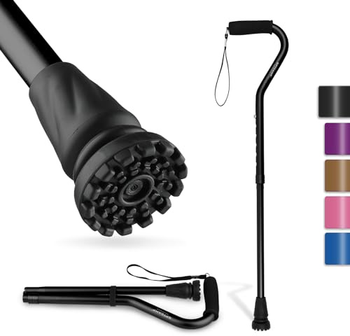 GPTCAMP Walking Cane and Walking Stick for Men Women,Lightweight Folding Canes with Offset Soft CushionedHandle,Adjustable&Collapsible,Mobility & Leg Surgery Recovery (Black)