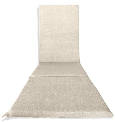 Il Tuo Artigiano Design Cuscino Imbottito per Sdraio in Legno 165x50x3,5 cm Made in Italy - Ricambio cuscino sedia Sdraio Tinta Unita (Avorio)