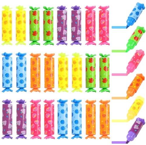 ZALAON Highlighters Pen, 24 Pieces Mini Pastel Highlighters Cartoon Candy Stationery Set, Quick Dry Highlighter for Student Back to School Supplies & Gifts for Teenage Girls