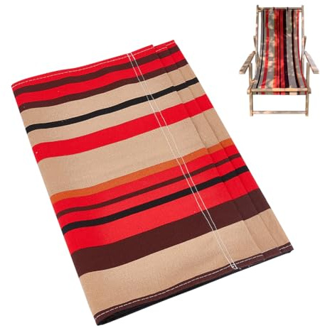 AHANDMAKER Strand-Sling-Stuhl-Ersatzstoff, Strand-Lounge-Sesselbezug Aus Leinenstoff Mit Kissen, Roter Streifenmuster Sling Chair Ersatzsegeltuch Für Strandstuhl (114x43x0.1cm)