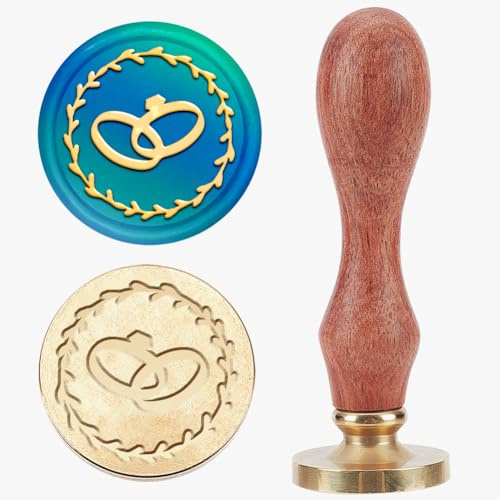 MAYJOYDIY Sceau de Cire pour Bague de Couronne Tampon de Cire pour Alliance de Mariage Tête en Laiton Amovible Vintage 25mm pour Carte D'Invitation de Mariage Enveloppes Emballage Cadeau Emballage