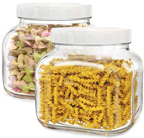 Absovetu 2 Pack Glass Jars with Lids 2.4L- Wide Mouth Mason Jars with Lids Airtight Cookie Jar Sweet Jar Empty Jam Jars for Biscuits Pickles Sourdough Spaghetti Honey
