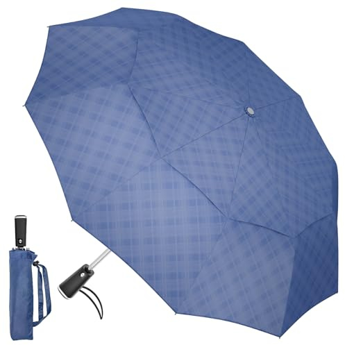 Satol Grande ombrello da golf antivento, 10 costole, apertura e chiusura automatica, a doppia cupola, ventilato, robusto, portatile, pieghevole, per viaggi, protezione UV, resistente al vento e alla