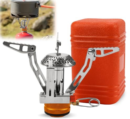 Hornillo de Gas para Camping de 3000 W - Quemador Ultraligero Con Caja de Transporte para Senderismo, Trekking, Pícnic y Salida