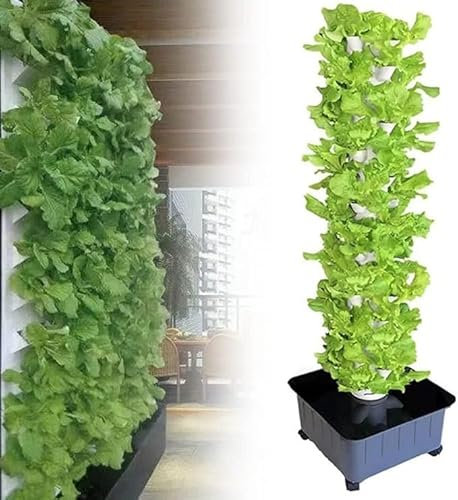 PTSZNGS Sistema de Cultivo hidropónico en Torre Vertical, 15 Pisos, 45 Orificios, Kit de Cultivo hidropónico, Sistema de Cultivo hidropónico Vertical, Adecuado para Balcones Interiores de Casas