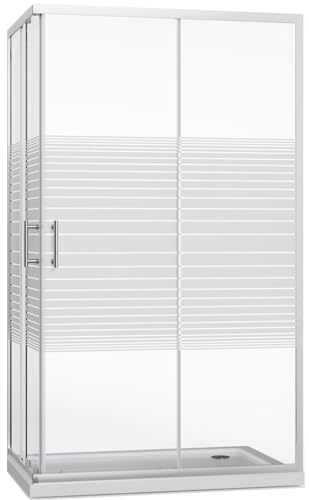 ZIK - Box Doccia 80x120 Angolare 2 Lati (Altezza 190) Cabina Doccia Completa in Vetro Temperato 6mm Reversibile, Box Doccia Completo con Porta Scorrevole, Tutti i Componenti sono Inclusi