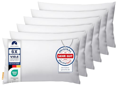 Gentle North Kopfkissen (30x50 cm groß) - 6er Set Kissen für Bett und als Dekokissen - Mit Reißverschluss für Füllung - Sofakissen - Zierkissen für Couch und Sofa - Ökotex - Waschbar bis 60° - Weiß