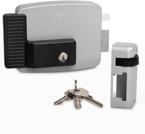 CISA - Serratura Elettrica da Applicare 111721501N7 - Elettroserratura CISA in Acciaio Verniciato con Chiave Interna - Cancello Esterno Entrata 50 Regolabile - Mano Destra - Finitura Grigio Alluminio