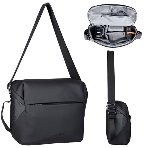 Rollei Fotoliner Drone Bag Drohnen Schultertasche für DJI Flip/DJI Mini 3(Pro)/4(Pro)/4K/SE Serie Drohnentasche Kompakt Umhängetasche für Drohnen und Zubehör Tasche Schwarz Drohne-Tasche-Drohnentasche