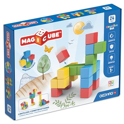 Geomag Magicube Magnetic Blocks for Toddlers Ages 1–5 | Swiss-Made STEM Building Toy Sets | Multiple (MAGICUBE_24PCS_Montessori)